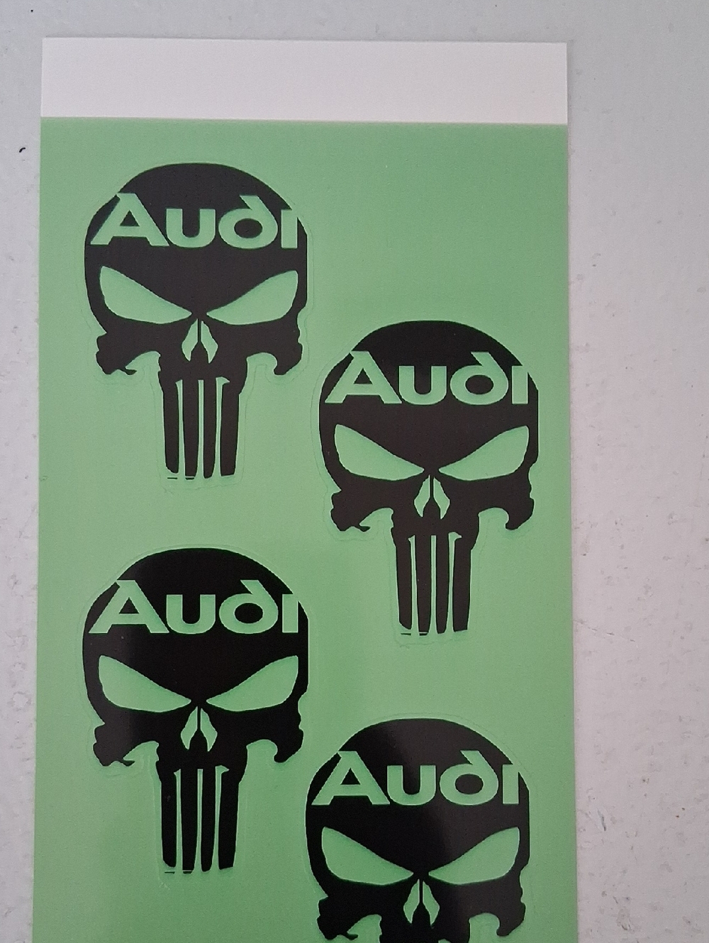 Audi Punisher Skull Vinyl Decals - Black on Green 4 Sticker For Your Car Or Bike